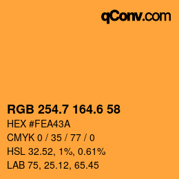 カラーコード: RGB 254.7 164.6 58 | qconv.com