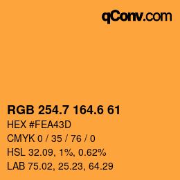 カラーコード: RGB 254.7 164.6 61 | qconv.com
