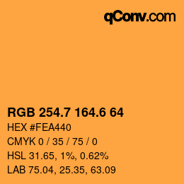 カラーコード: RGB 254.7 164.6 64 | qconv.com