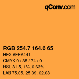 カラーコード: RGB 254.7 164.6 65 | qconv.com