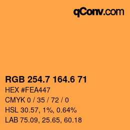 カラーコード: RGB 254.7 164.6 71 | qconv.com