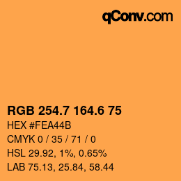 カラーコード: RGB 254.7 164.6 75 | qconv.com