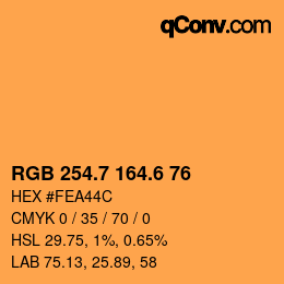 カラーコード: RGB 254.7 164.6 76 | qconv.com