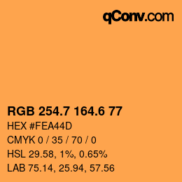 カラーコード: RGB 254.7 164.6 77 | qconv.com
