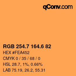 カラーコード: RGB 254.7 164.6 82 | qconv.com