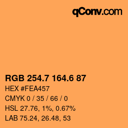 カラーコード: RGB 254.7 164.6 87 | qconv.com