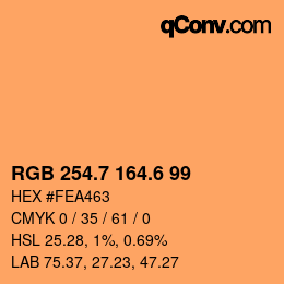 カラーコード: RGB 254.7 164.6 99 | qconv.com