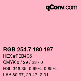 カラーコード: RGB 254.7 180 197 | qconv.com