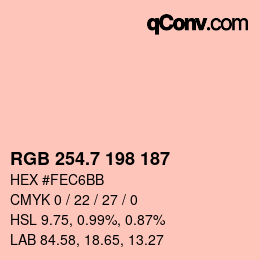 カラーコード: RGB 254.7 198 187 | qconv.com