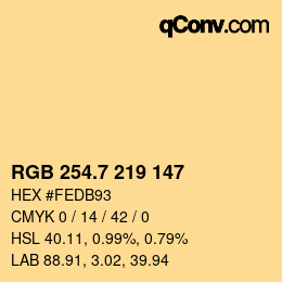 カラーコード: RGB 254.7 219 147 | qconv.com