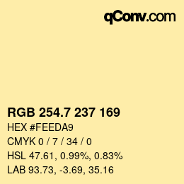 カラーコード: RGB 254.7 237 169 | qconv.com