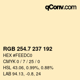 カラーコード: RGB 254.7 237 192 | qconv.com