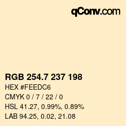 カラーコード: RGB 254.7 237 198 | qconv.com