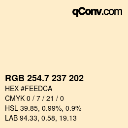 カラーコード: RGB 254.7 237 202 | qconv.com