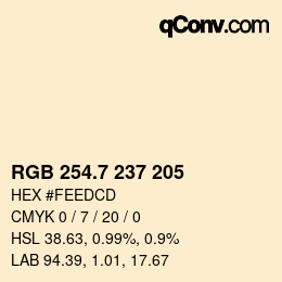 カラーコード: RGB 254.7 237 205 | qconv.com