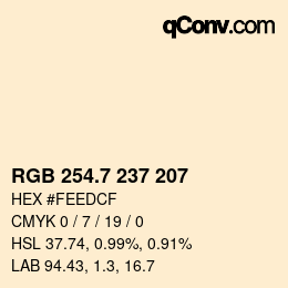 カラーコード: RGB 254.7 237 207 | qconv.com
