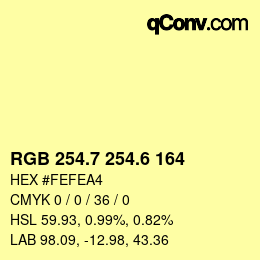カラーコード: RGB 254.7 254.6 164 | qconv.com