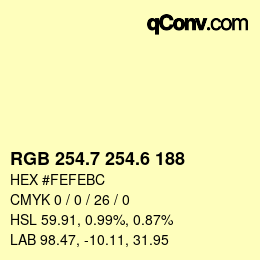 カラーコード: RGB 254.7 254.6 188 | qconv.com
