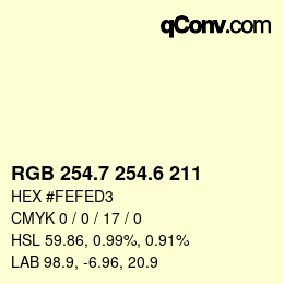 カラーコード: RGB 254.7 254.6 211 | qconv.com