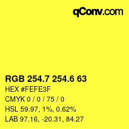 颜色代码: RGB 254.7 254.6 63 | qconv.com