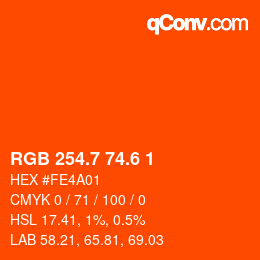 カラーコード: RGB 254.7 74.6 1 | qconv.com