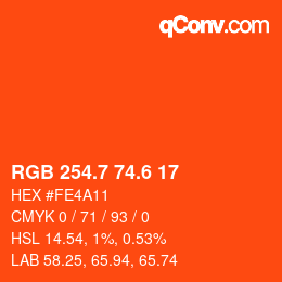 カラーコード: RGB 254.7 74.6 17 | qconv.com