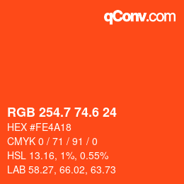 カラーコード: RGB 254.7 74.6 24 | qconv.com