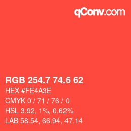 カラーコード: RGB 254.7 74.6 62 | qconv.com