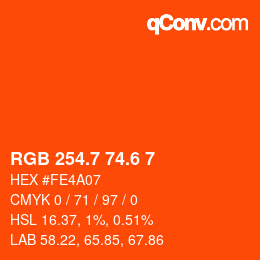 カラーコード: RGB 254.7 74.6 7 | qconv.com