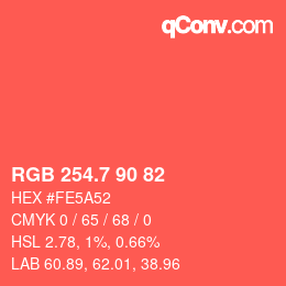 カラーコード: RGB 254.7 90 82 | qconv.com