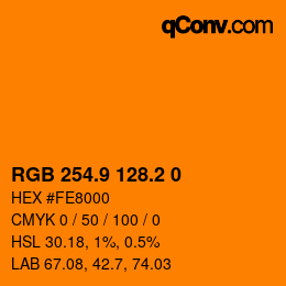 Color code: RGB 254.9 128.2 0 | qconv.com