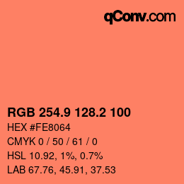 カラーコード: RGB 254.9 128.2 100 | qconv.com