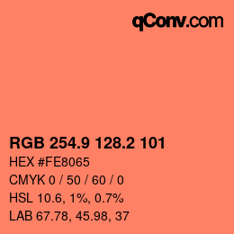 カラーコード: RGB 254.9 128.2 101 | qconv.com