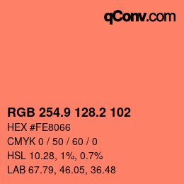 カラーコード: RGB 254.9 128.2 102 | qconv.com