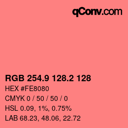 Color code: RGB 254.9 128.2 128 | qconv.com