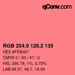 カラーコード: RGB 254.9 128.2 135 | qconv.com