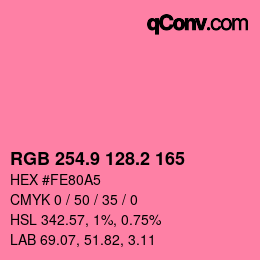 カラーコード: RGB 254.9 128.2 165 | qconv.com