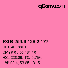 カラーコード: RGB 254.9 128.2 177 | qconv.com