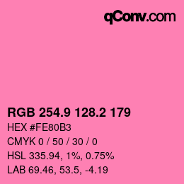 カラーコード: RGB 254.9 128.2 179 | qconv.com