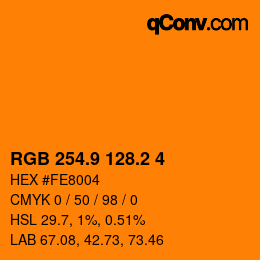 カラーコード: RGB 254.9 128.2 4 | qconv.com