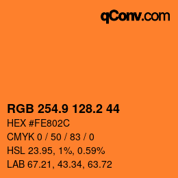 カラーコード: RGB 254.9 128.2 44 | qconv.com