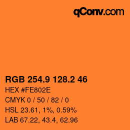 カラーコード: RGB 254.9 128.2 46 | qconv.com