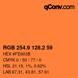 カラーコード: RGB 254.9 128.2 59 | qconv.com
