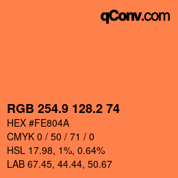 カラーコード: RGB 254.9 128.2 74 | qconv.com