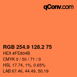 Color code: RGB 254.9 128.2 75 | qconv.com