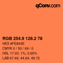 カラーコード: RGB 254.9 128.2 78 | qconv.com