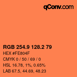 カラーコード: RGB 254.9 128.2 79 | qconv.com
