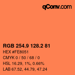 Color code: RGB 254.9 128.2 81 | qconv.com