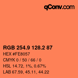 カラーコード: RGB 254.9 128.2 87 | qconv.com