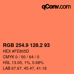 カラーコード: RGB 254.9 128.2 93 | qconv.com